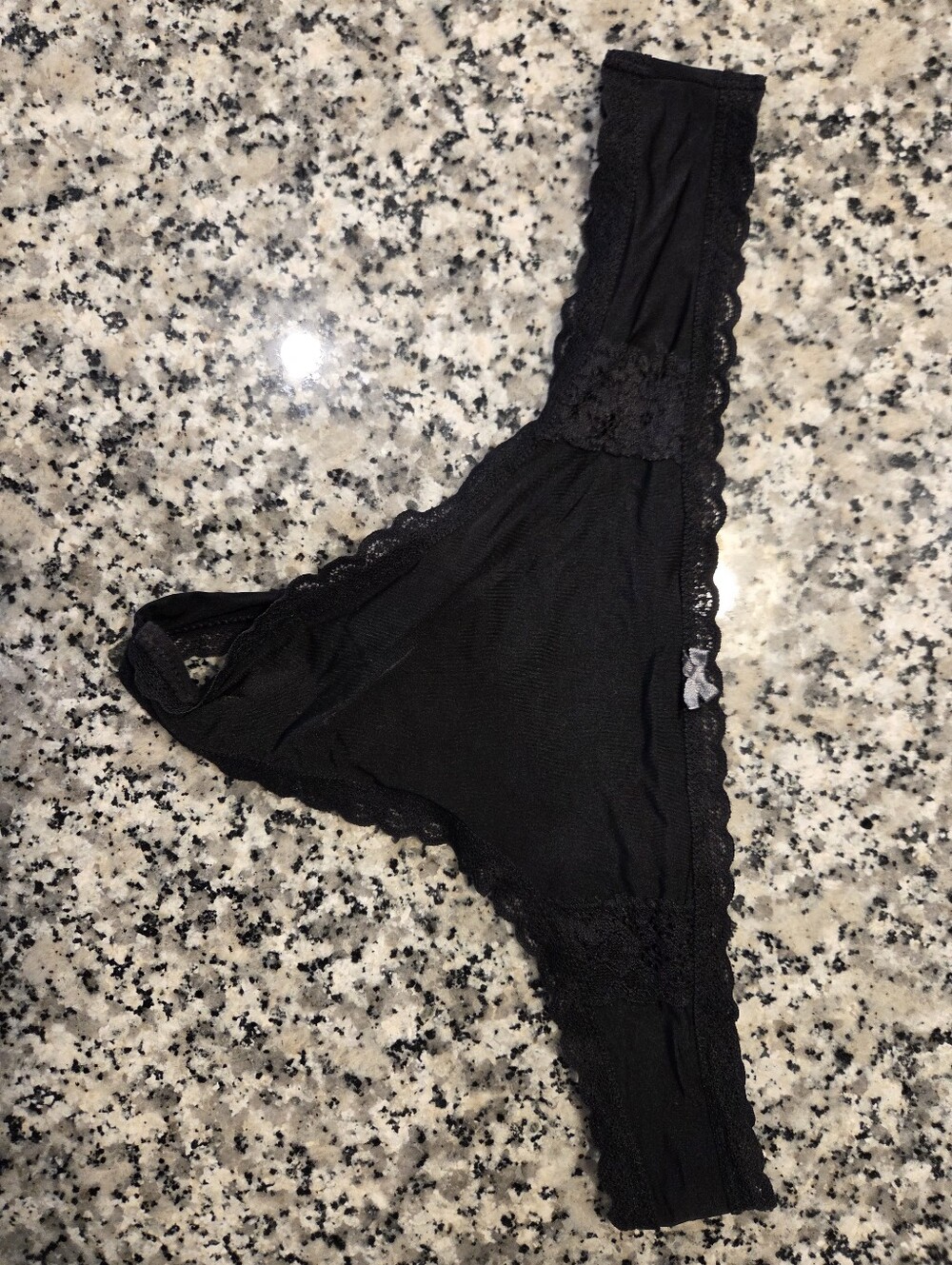 aerie Black Lace Trim Thong